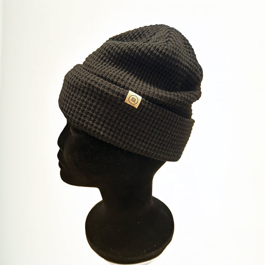 Tuque Waffle noire avec clip label discret